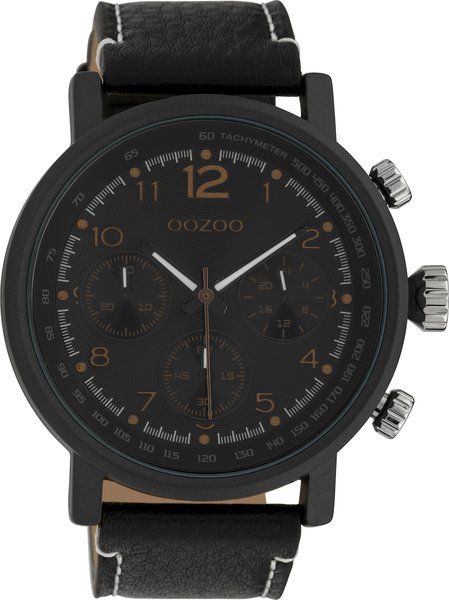OOZOO Timepieces XXL Black Leather Strap