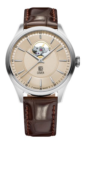 COVER Aragon Open Heart Automatic Brown Leather Strap